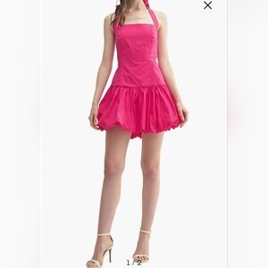 All in Favor Halter Bubble Hem Minidress